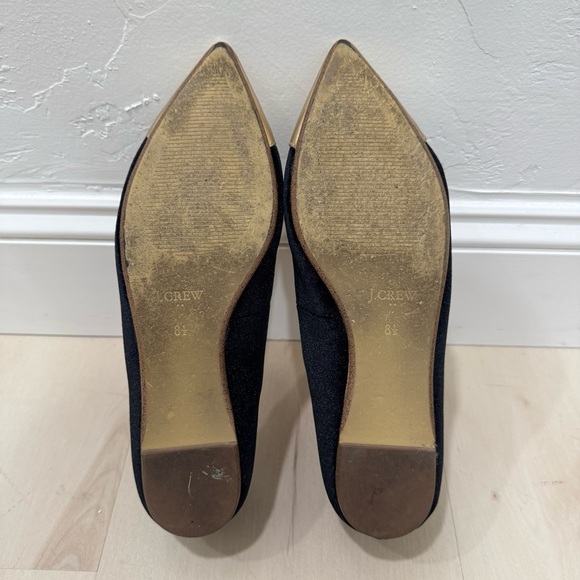J. Crew Amelia Flats Black Velvet with Gold Metallic Cap Women's 8.5 Slip On - Picture 9 of 9